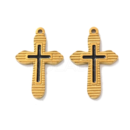 Ion Plating(IP) 304 Stainless Steel Black Enamel Pendants STAS-M102-43B-G-1