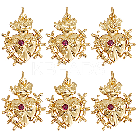 6Pcs Brass Micro Pave Cubic Zirconia Pendants ZIRC-BBC0002-20-1