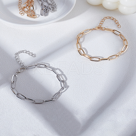 Alloy Paperclip Chain Bracelets for Women Men BJEW-LP0001-29-1