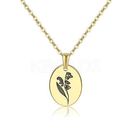 Brass Birth Month Flower Pendant Necklace HUDU-PW0001-034E-1-1