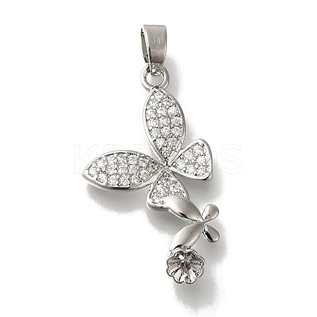 Rack Plating Brass Micro Pave Clear Cubic Zirconia Pendant KK-H485-34P-1
