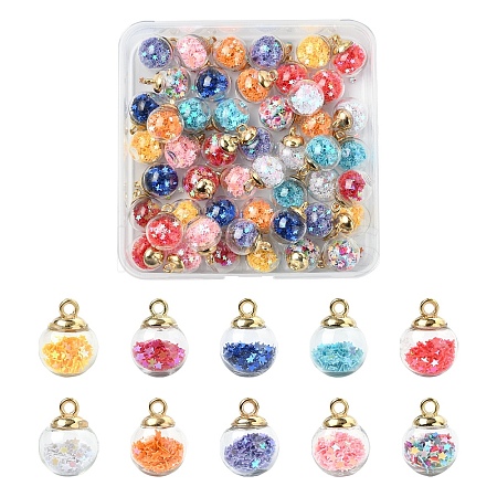 50Pcs 10 Colors Glass Round Pendants GLAA-YW0004-54-1
