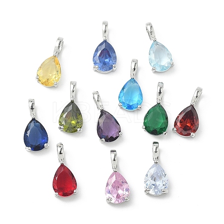 Brass Birthstone Pendants KK-D372-02P-1