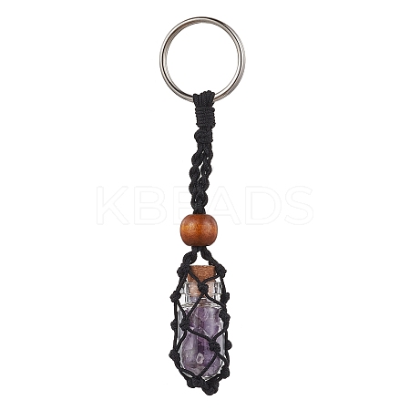 Natural Amethyst Wishing Bottle Keychain KEYC-JKC00726-02-1