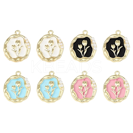 8Pcs 4 Colors Alloy Enamel Pandants ENAM-FS0002-22-1