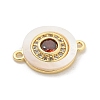 Brass Micro Pave Clear Cubic Zirconia & Shell Connector Charms KK-M303-03G-03-2