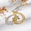 Rack Plating Brass Micro Pave Clear Cubic Zirconia Open Cuff Finger Rings for Women RJEW-M028-88G-3