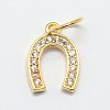 CZ Brass Micro Pave Cubic Zirconia Horse Shoe Charms LS-ZIRC-L018-13G-1