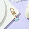 Star with Smiling Face Alloy Enamel Pendant Decorations HJEW-YW00010-02-1