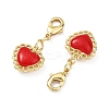 Heart Brass Enamel Pendant Decorations KK-B198-05G-2