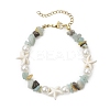 Starfish Synthetic Turquoise & Natural Flower Amazonite Chip Beaded Bracelets for Women BJEW-JB11264-04-2