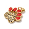 Brass Micro Pave Clear Cubic Zirconia & Enamel Pendants KK-Q098-30G-A-2