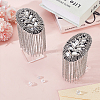 2Pcs Punk Style Oval Iron & Crystal Rhinestone & Felt Tassel Epaulettes AJEW-ME0001-51-5