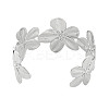 Flower Rack Plating Brass Open Cuff Bangles for Women BJEW-P322-05P-3