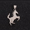Tarnish Resistant Boy Jewelry Original Color 201 Stainless Steel Blank Horse Pendants STAS-I032-227-2