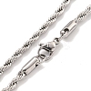 Tarnish Resistant 3MM 304 Stainless Steel Rope Chain Bracelets for Women BJEW-R318-01P-2