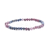 Natural Red Corundum/Ruby & Sapphire Round Beaded Stretch Bracelet BJEW-JB07900-01-1