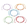 5Pcs 5 Colors Adjustable Glass Seed Beaded Anklets AJEW-AN00636-2
