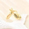 Ocean Theme Brass Micro Pave Cubic Zirconia Cuff Rings for Women RJEW-F184-17E-G-4