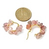 Natural Strawberry Quartz Chips Braided Hoop Earrings EJEW-JE04940-23-2