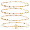 4Pcs Vintage Cylinder Seed Beads &  Brass Beaded Bracelet Sets VC6317-2-1