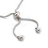Brass Pave Clear Cubic Zirconia Teardrop Box Chain Slider Bracelets BJEW-B094-07P-3