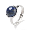 Half Round Natural Lapis Lazuli Finger Rings RJEW-M062-01P-28-1