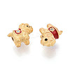 925 Sterling Silver Dark Red Enamel Beads STER-T008-63G-2