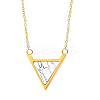 Stainless Steel Pave Synthetic Howlite Inverted Triangle Pendant Necklaces for Women FS-WG0B5B2-03-1