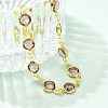 304 Stainless Steel Flat Round Acrylic Rhinestone Cup Chain Anklets for Women LS-AJEW-B031-02G-01-2