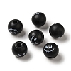 Printed Round Wood European Beads WOOD-M006-03-1