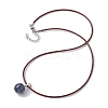 Natural Blue Spot Jasper Round Pendant Necklaces NJEW-JN04478-03-3