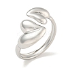 Non-Tarnish 304 Stainless Steel Heart Open Cuff Ring for Women X-RJEW-A043-31P-1