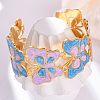 304 Stainless Steel Enamel Cuff Bangles for Women BJEW-P347-01G-B-2