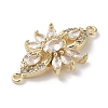 Brass Pave Clear Cubic Zirconia Connector Charms KK-G491-42G-2