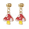 4 Pair 4 Color Enamel Mushroom Dangle Stud Earrings EJEW-JE05158-3