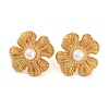 304 Stainless Steel with Plastic Imitation Pearl Stud Earrings for Women LS-EJEW-Z057-11G-1