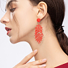 ANATTASOUL 4 Pairs 4 Colors Alloy Leaf Dangle Stud Earrings with 925 Sterling Silver Pins EJEW-AN0002-61-4