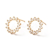 Clear Cubic Zirconia Open Ring Stud Earrings EJEW-F281-11G-1