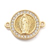 Rack Plating Brass Micro Pave Clear Cubic Zirconia Religion Virgin Mary Connector Charms KK-H449-61G-01-NR-1