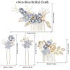 Bridal Alloy Rhinestone Hair Combs & Hair Forks Set PHAR-WH0015-06G-2