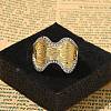 Brass Micro Pave Clear Cubic Zirconia Cuff Finger Rings for Women RJEW-B112-11GP-2