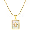 Stainless Steel Snake Bone Chain Alphabet Necklace with Shell Pendant WD3660-15-1