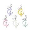 Spray Painted Alloy Moon with Cat Pendant Decoration HJEW-JM03198-2