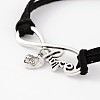 Infinity with Love Antique Silver Plated Alloy Faux Suede Cord Link Bracelets BJEW-JB02049-4