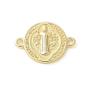 Brass Saint Benedict Medal Connector Charms KK-P294-01G-1