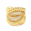 Brass Micro Pave Clear Cubic Zirconia Open Cuff Rings for Women RJEW-A048-13G-2