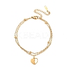 304 Stainless Steel Heart Charm Chain Bracelets BJEW-M097-01A-G-4