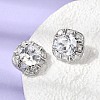 Brass Pave Clear Cubic Zirconia & Glass Stud Earrings EJEW-G471-03P-01-3