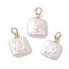 Baroque Natural Nucleated Pearl Keshi Pearl Square Charms PALLOY-JF04967-1